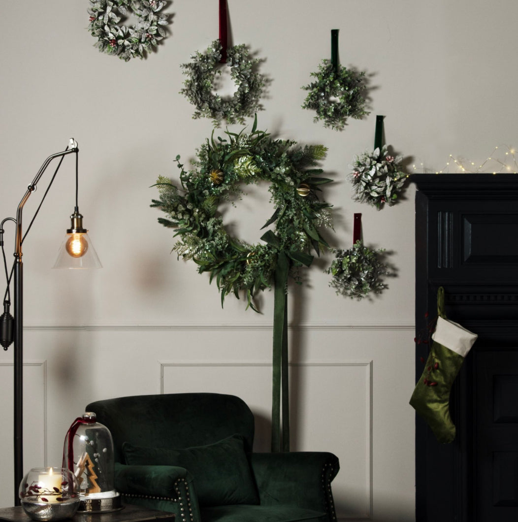 Frosted Eucalyptus Candle Wreath - Small