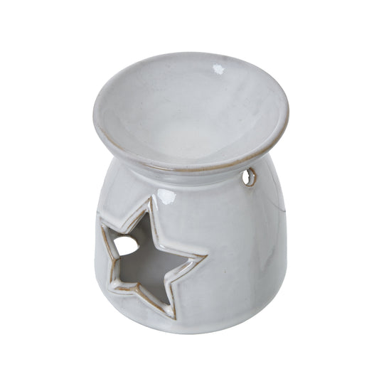 White Ceramic Star Cut-Out Wax Melt Tealight Holder