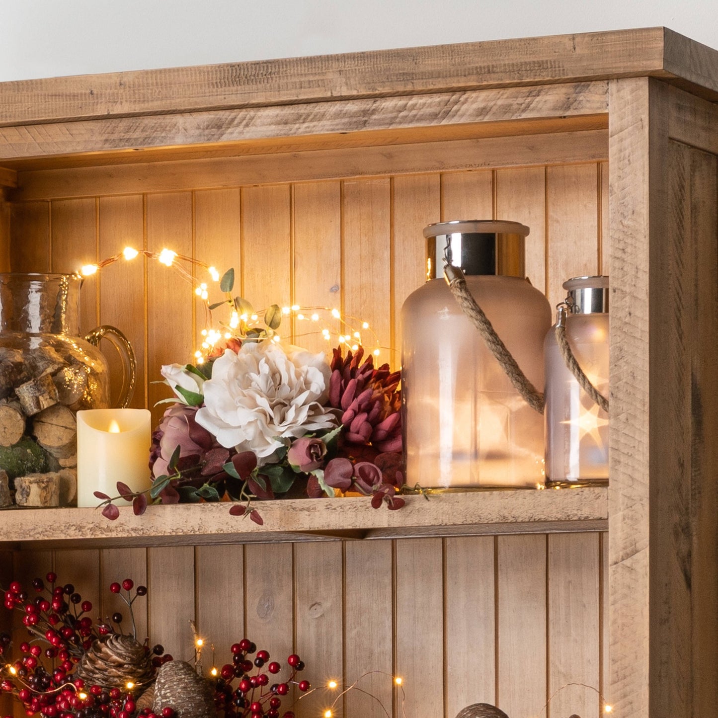 Frosted Glass Lantern with Rope Detail and LED