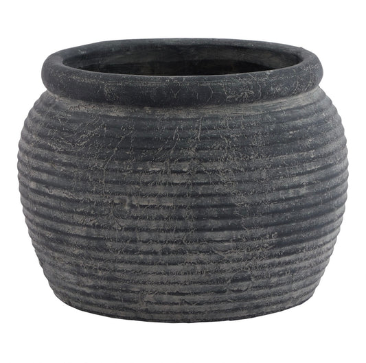 Amalfi Grey Rimmed Large Plant Pot